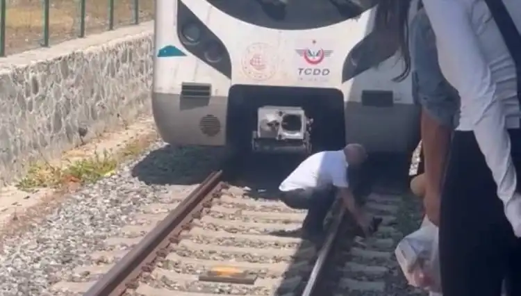 Marmaray'da Hayvan Sevgisi: Raylarda Bulunan Kediyi Kurtaran Makinist